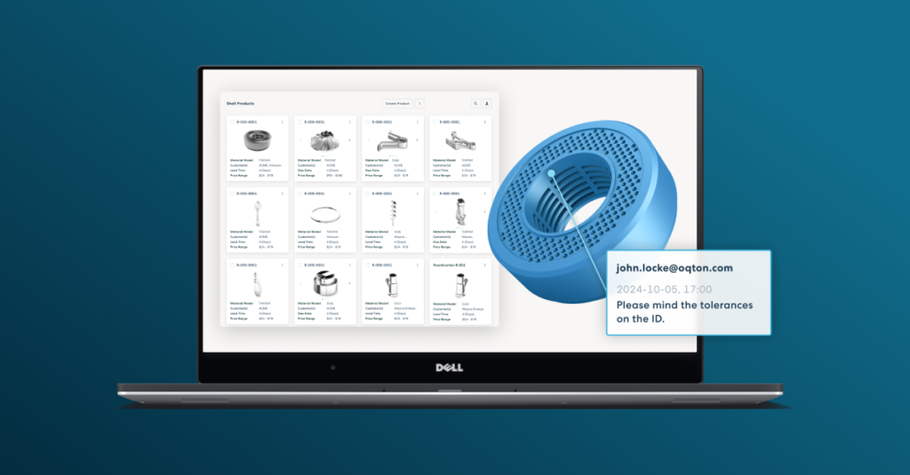 Screenshot from Manufacturing OS's Digital Warehouse on a laptop